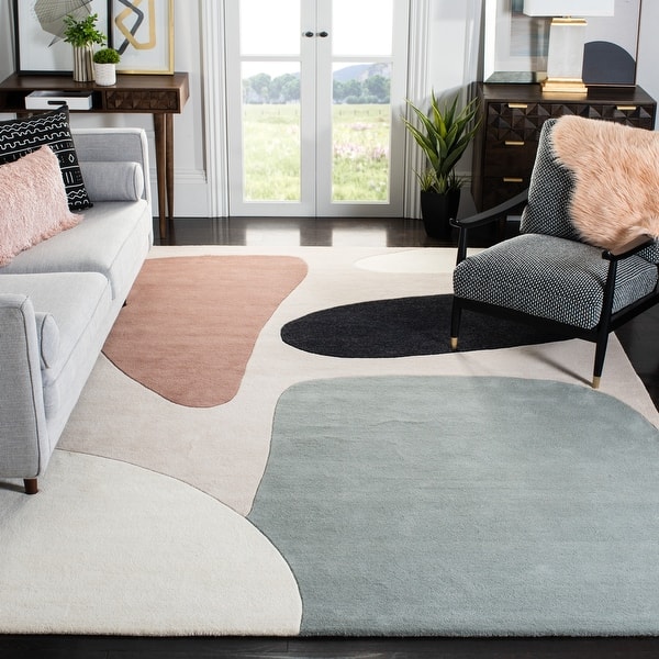 slide 2 of 17, SAFAVIEH Handmade Fifth Avenue Regan Mid-Century Modern Wool Rug 10' x 14' - Beige/Black - Rectangle
