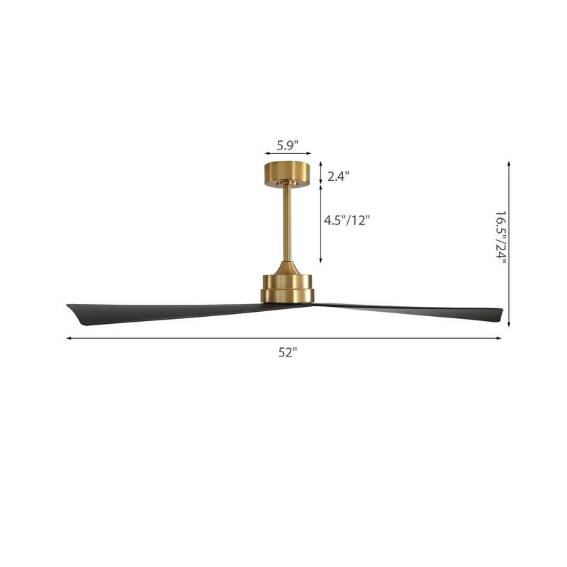WINGBO 52" 3 ABS Blades DC Motor Ceiling Fan with Remote Control