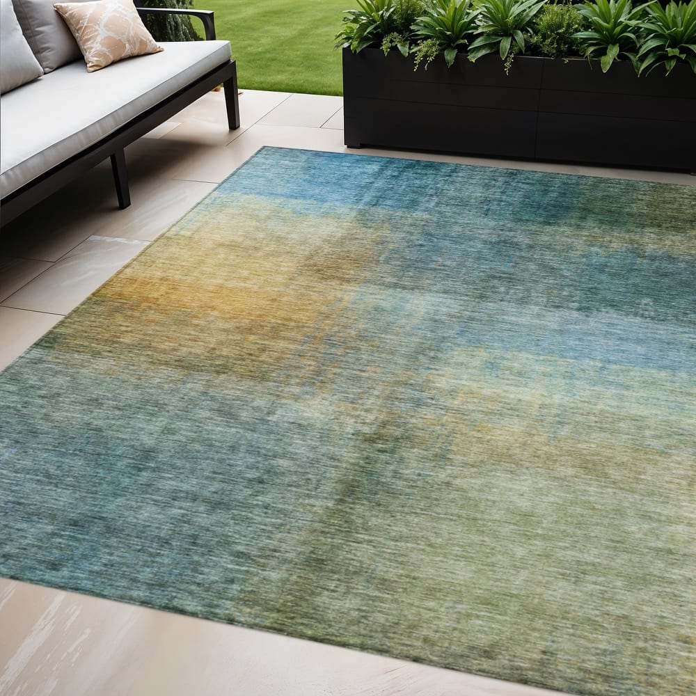 HomeRoots Abstract Transitional Rectangle Outdoor Rug