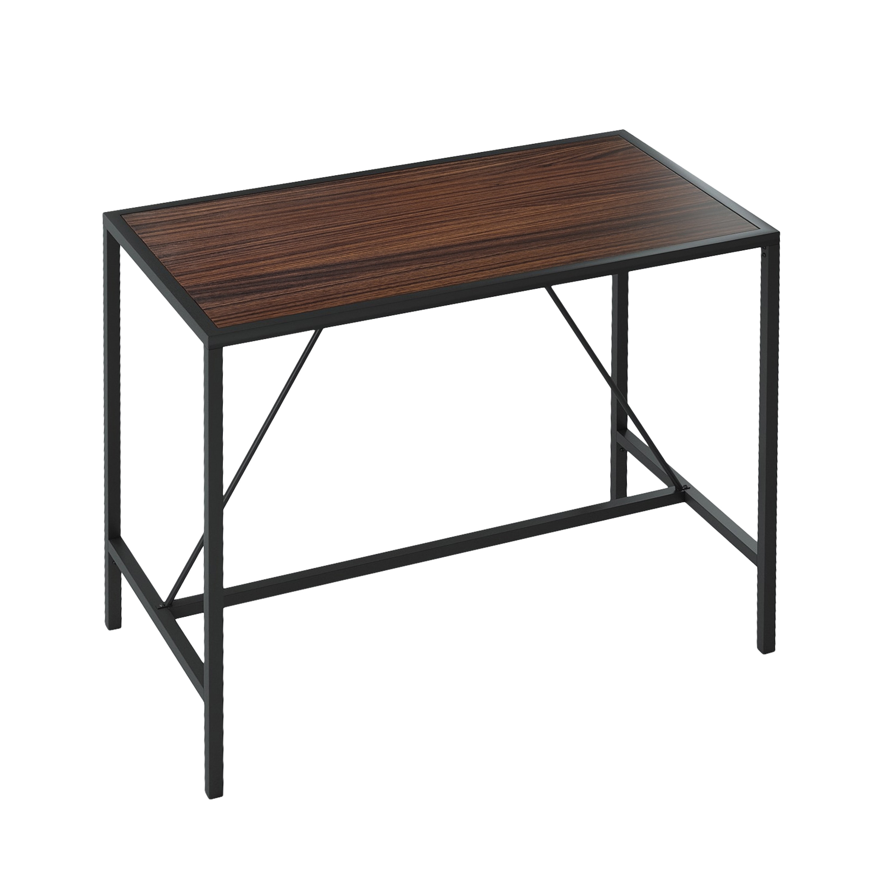 Walnut Rectangular Wood Dining Table with Metal Frame