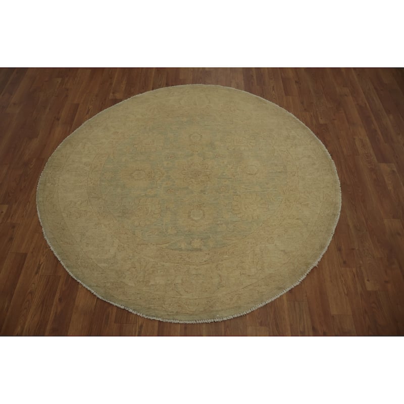 Hand Knotted Oriental 100% Wool Carpet Traditional Floral Green Peshawar Area Rug - 4' 10'' X 4' 11''