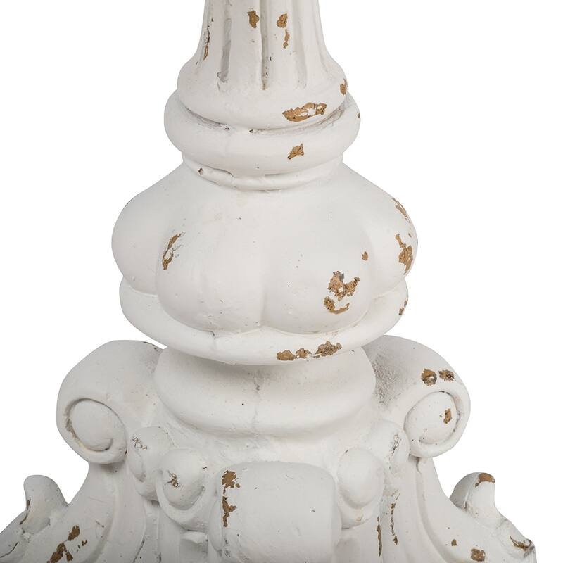 GDFStudio - Florence Vintage Pedestal Side Table with Hand-Carved Floral Base Design