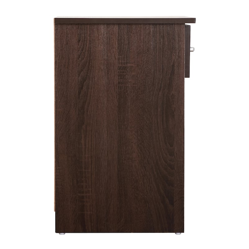 Wenge Nightstand with Rich Finish, 24x18x16 Compact Bedside Table for Bedroom Storage, Lamps and Essentials