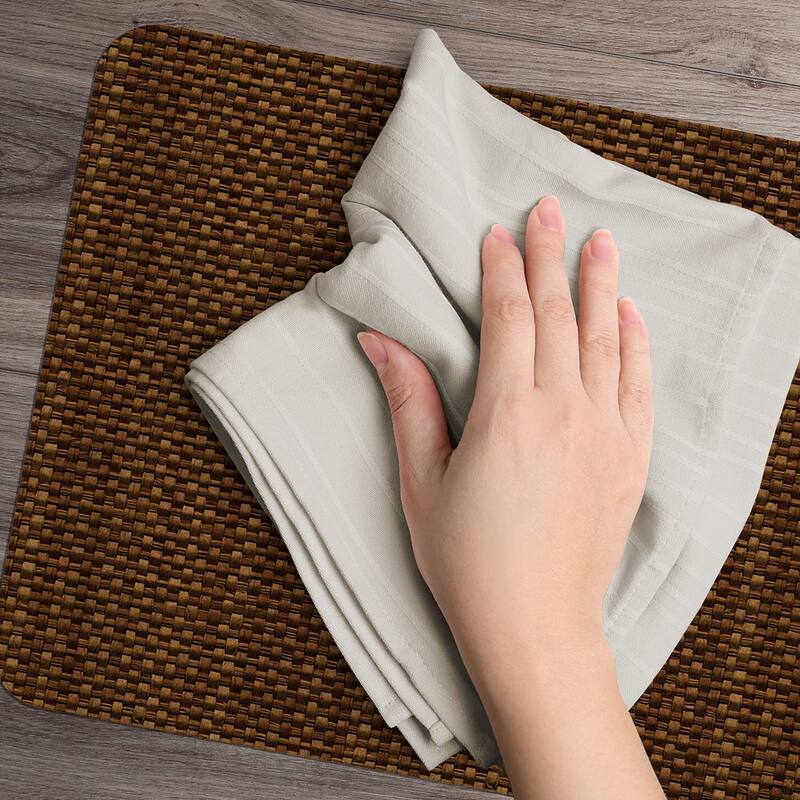 CounterArt Natural Basket Weave Design Reversible Easy Care Plastic Placemat Set of 4 Made in The USA