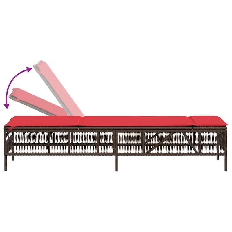 vidaXL Sun Lounger with Cushion Chaise Lounge Poly Rattan Brown/Gray/Black