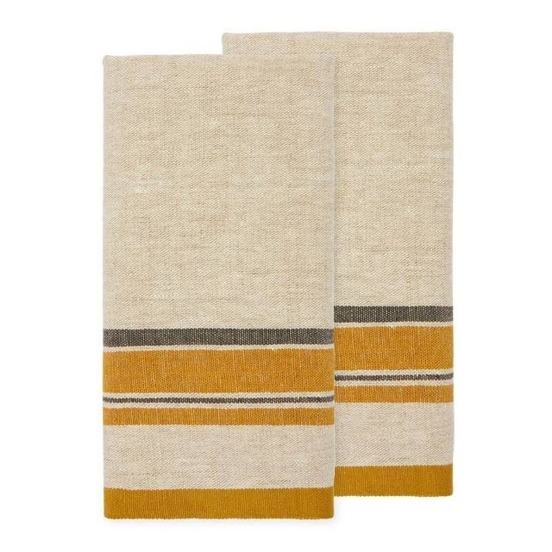 Caravan Antibes Tea Towels - Set of 2 - Natural/Mustard