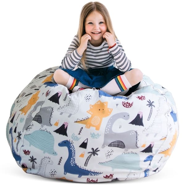 slide 2 of 8, Creative QT Stuff 'n Sit XL 38'' Bean Bag Storage for Stuffed Toys, Dinosaur