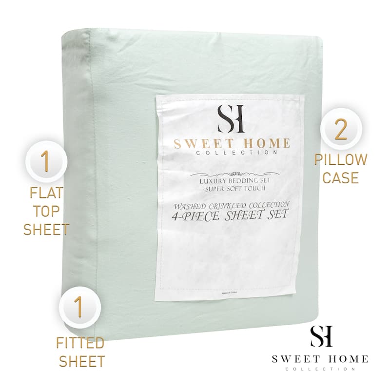 Sweet Home Collection Vintage Wash Microfiber Crinkle Sheet Sets.