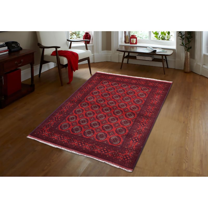 Rustic Biljik Khal Mohammadi Grace Red/Blue Rug - 4'11'' x 6'6''