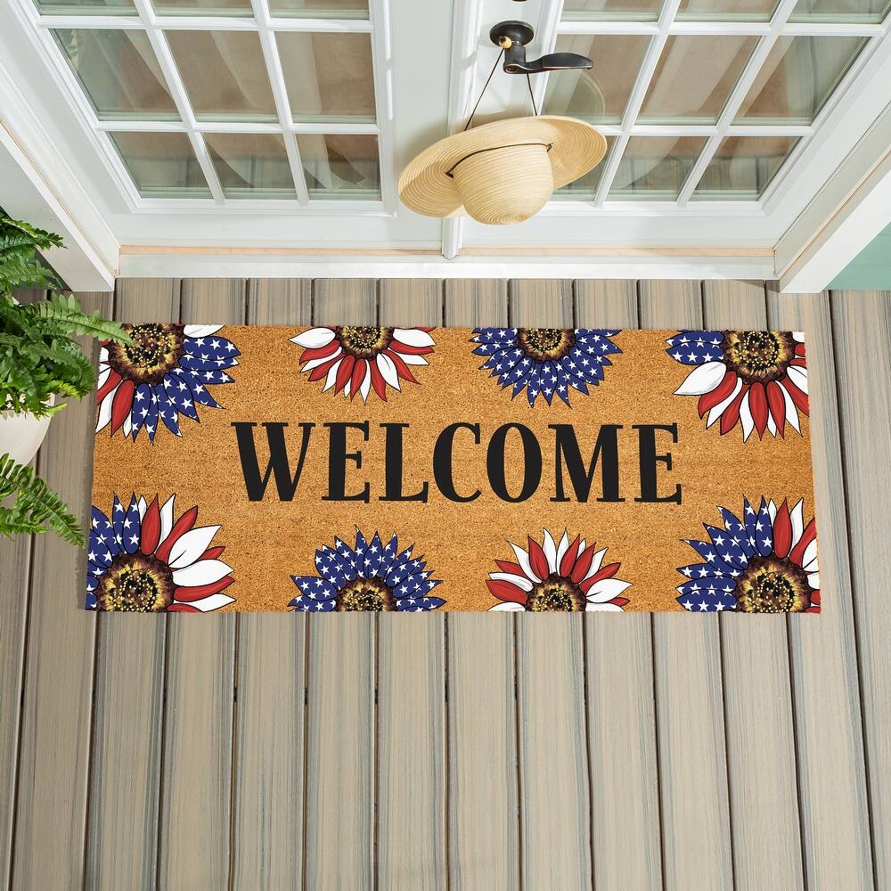 Patriotic Sunflower Coir Mat