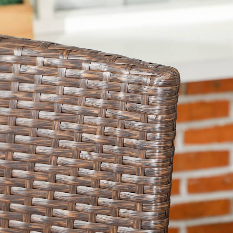 Outsunny Stackable PE Rattan Outdoor Dining Chairs with Cushion, Patio Wicker Dining Chair with Armrests and Backrest for Patio