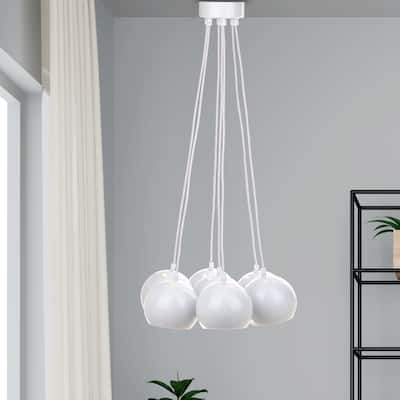 SAFAVIEH Lighting Rome Bearing Adjustable 7-light White Pendant - 18" W x 18" D x 8 -80" H