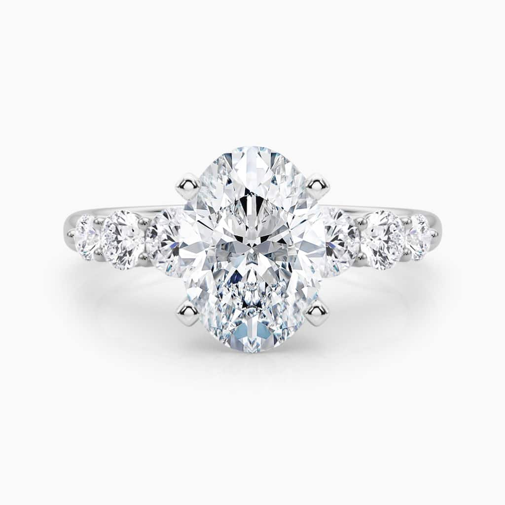 Auriya 14K Gold Lab Grown Diamond Oval Tapered Trilogy Accent Engagement Ring 1.62 - 5.62ct. tw. (E-F, VS)