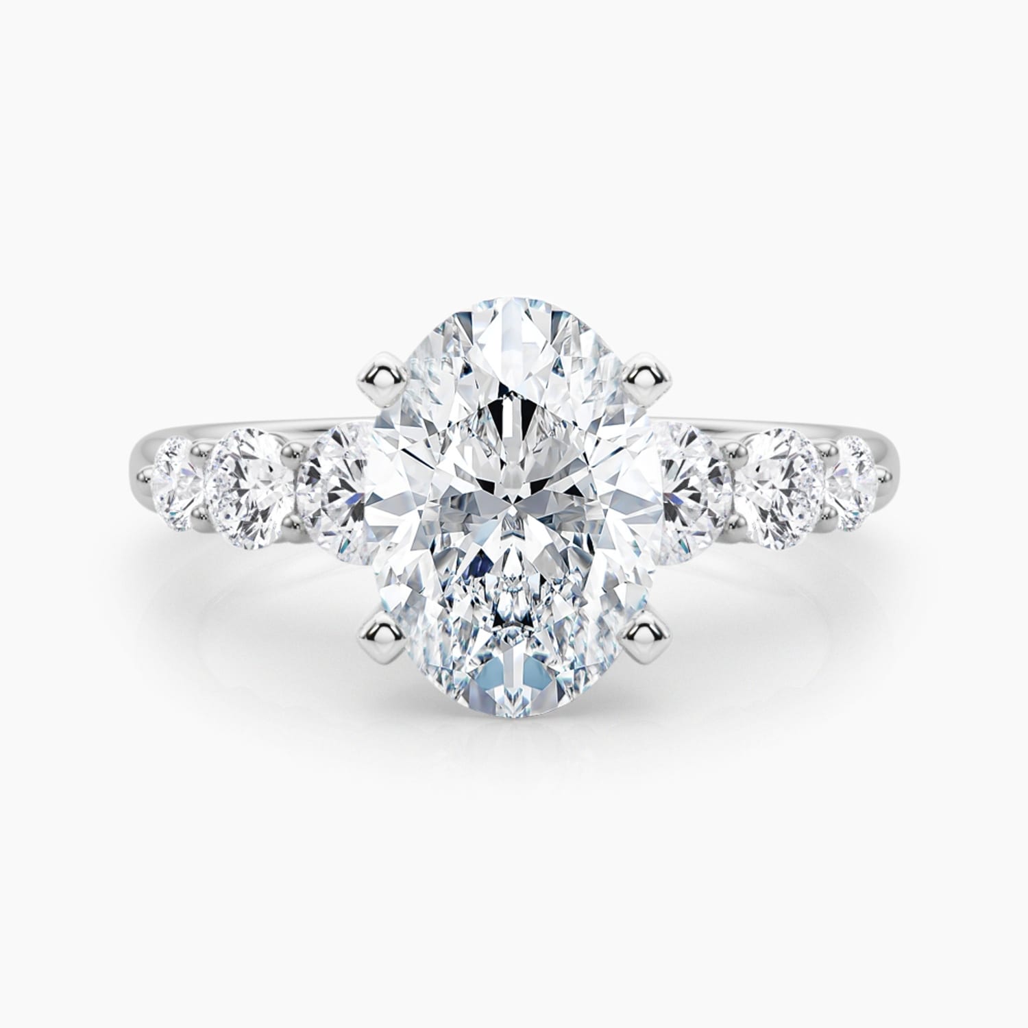 Auriya 14K Gold Lab Grown Diamond Oval Tapered Trilogy Accent Engagement Ring 1.62 - 5.62ct. tw. (E-F, VS)