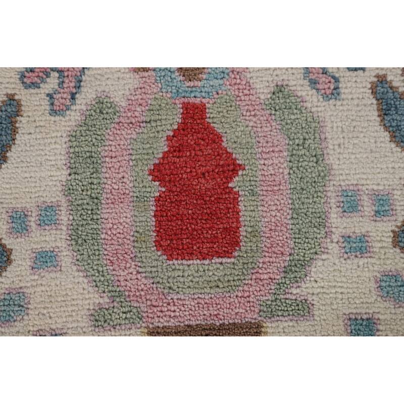 Light Blue Floral Oushak Large Area Rug Handmade Wool Carpet - 9'11" x 13'8"