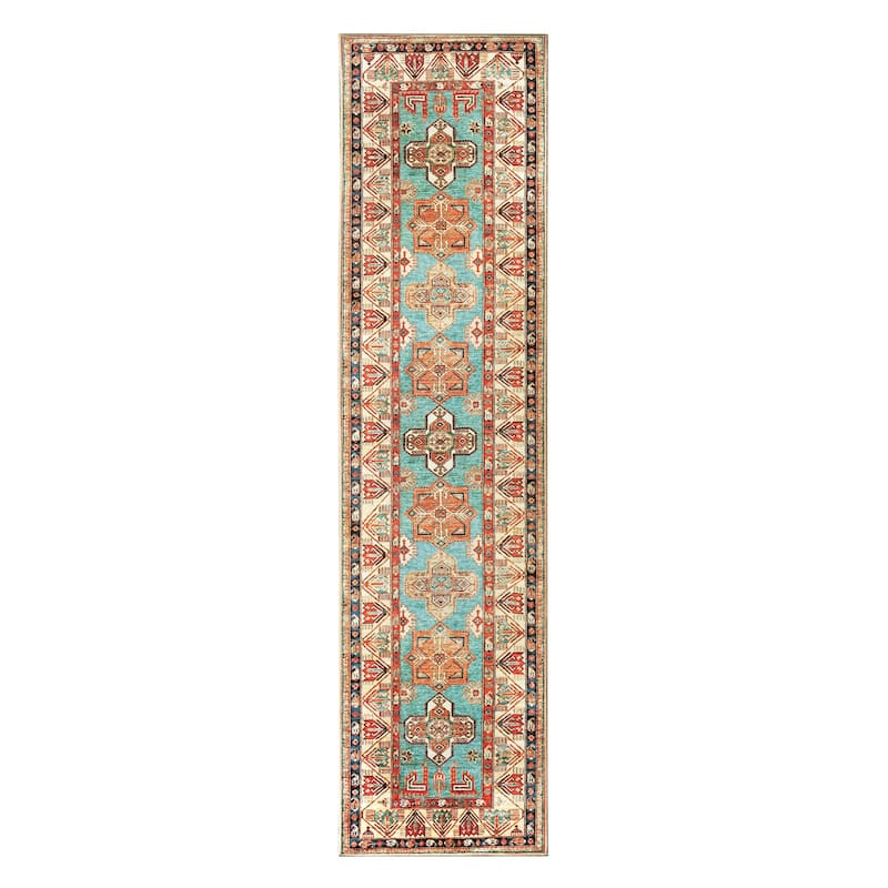 My Magic Carpet Turquoise Machine Washable Area Rug