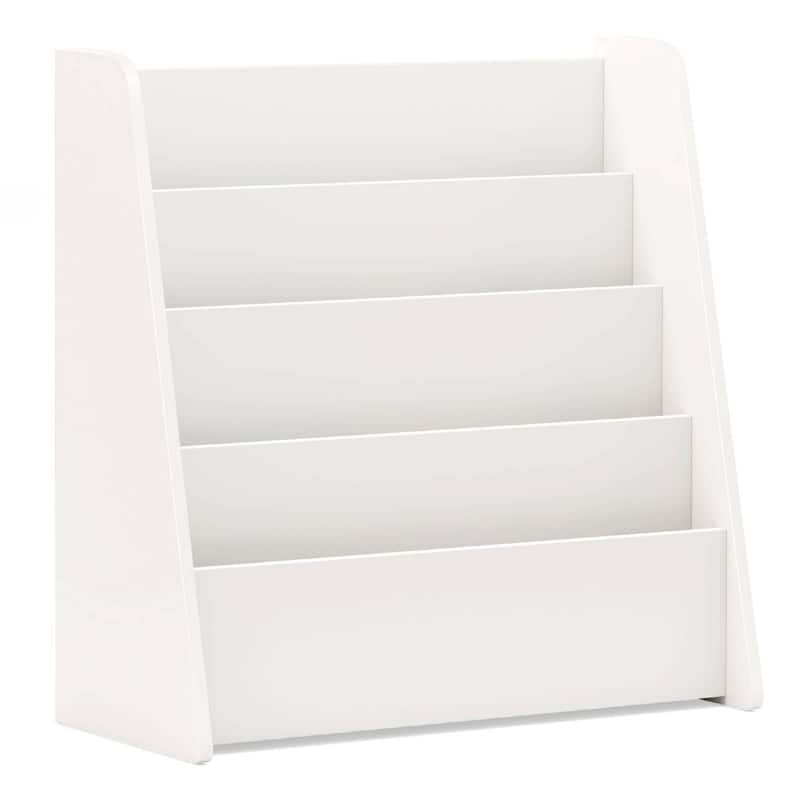 4-Tier Kids Bookshelf Wood Toddler Bookcase w/ Deep Display Shelf - White