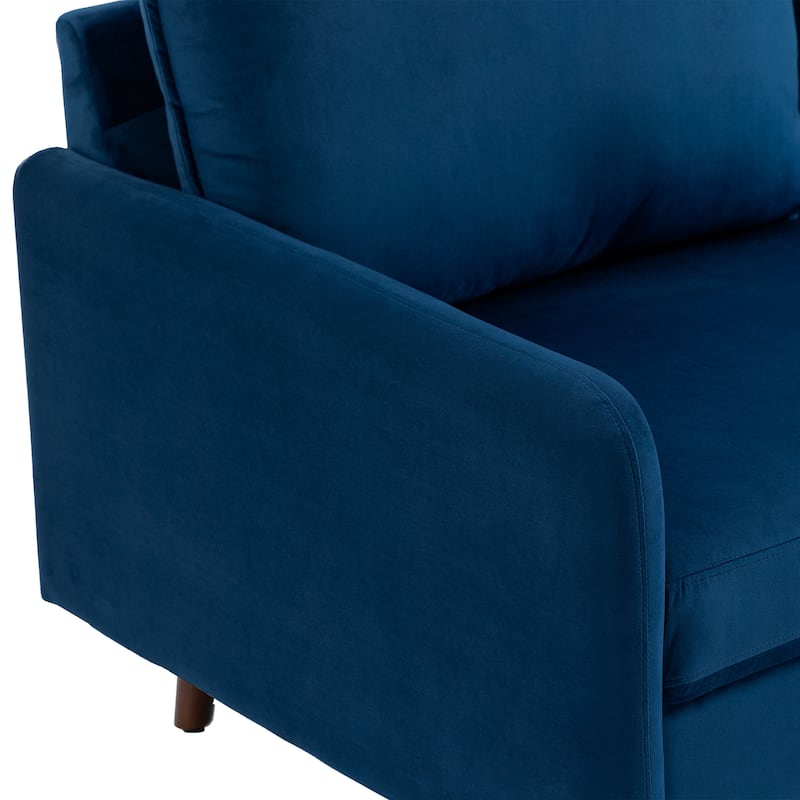 2 Pices Velvet Loveseat Wood Legs Sofa