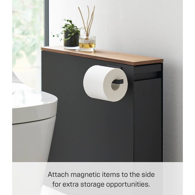 Yamazaki Home Pull-Out Bathroom Storage Cabinet, Steel and Wood - L 22.05 x W 5.51 x H 21.65 inches
