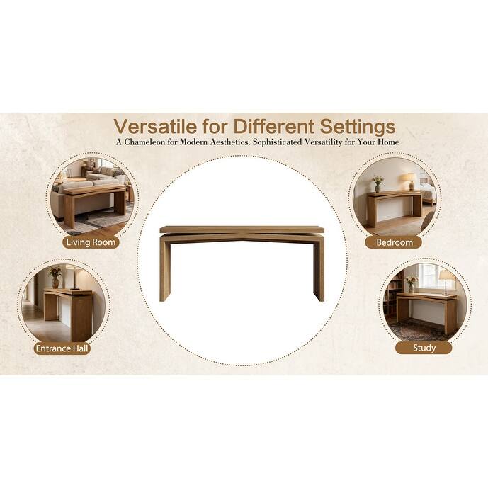 Rustic 65" Solid Wood Console Table for Farmhouse Entryway Living Room or Hallway Display Storage