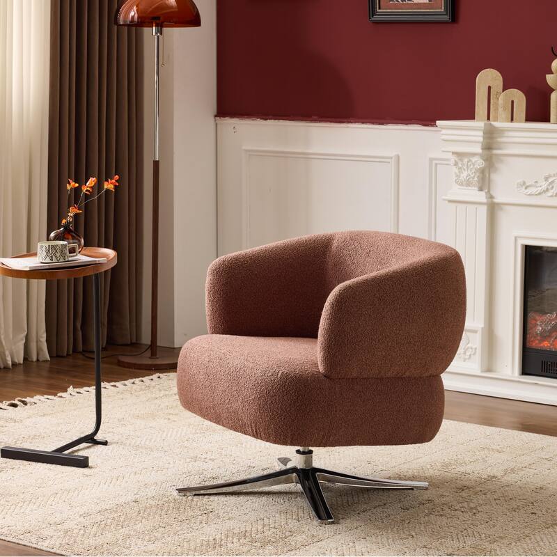 Swivel Chair Leisure Chair Side Chair, Rustic Accent Chair Reception Chair Red Reading Chair Armchair