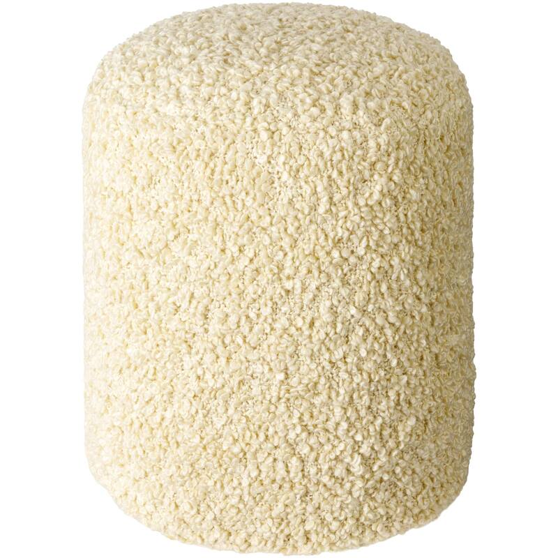 Mohave Shaggy Boucle 18-inch Tall Polyester Pouf - Butter