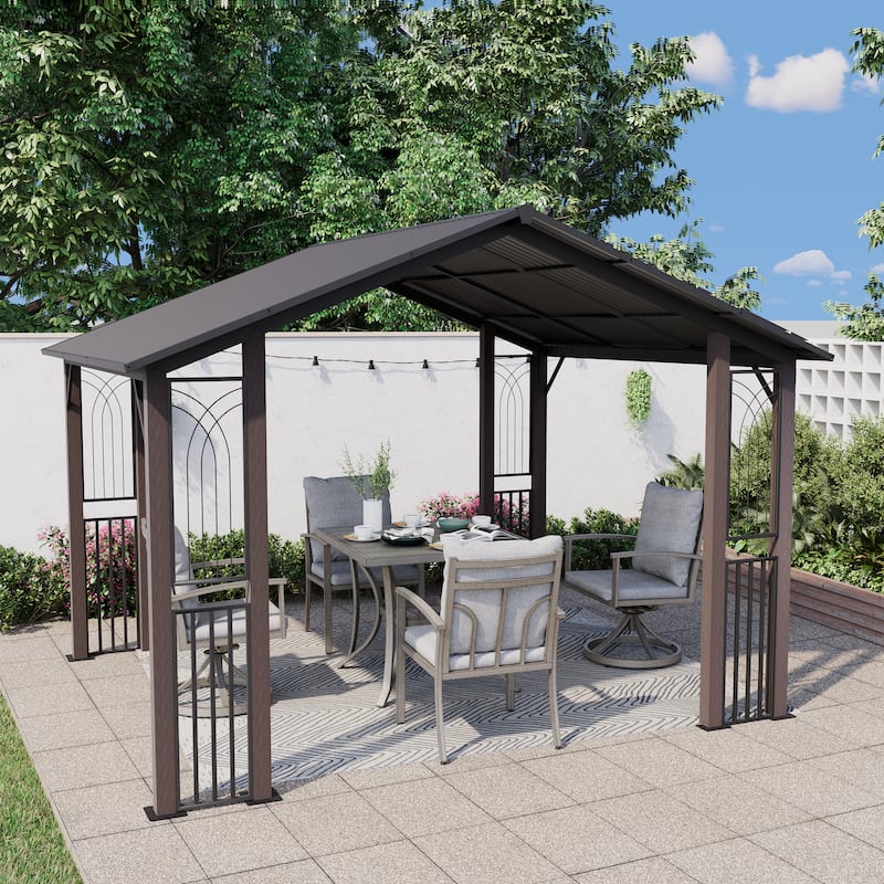 11ft. x 13ft. Aluminum Galvanized Patio Gazebo with Unique Screen