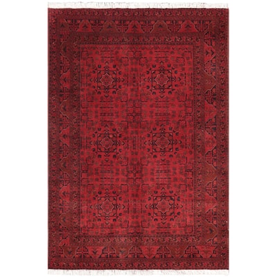 Vintage Biljik Khal Mohammadi Jorge Red/Black Rug - 4'10'' x 6'3''