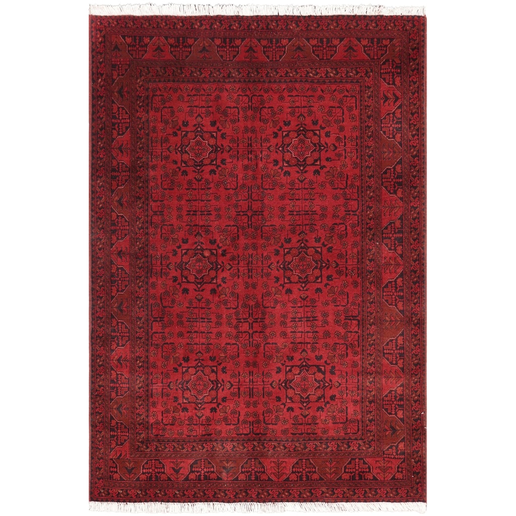 Vintage Biljik Khal Mohammadi Jorge Red/Black Rug - 4'10'' x 6'3''