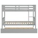 preview thumbnail 8 of 7, Grey Twin over Twin Size Rubber Wood Bunk Bed with Trundle, Ladder and Safety Guardrails