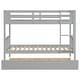 preview thumbnail 8 of 7, Twin Over Twin Rubber Wood Bunk Bed with Trundle, Convertible into 2 Twin Size Beds,with Ladder and Safety Guardrails