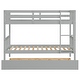 preview thumbnail 26 of 34, Twin over Twin Rubber Wooden Bunk Bed with Trundle, Ladder & Safety Guardrails, Espresso