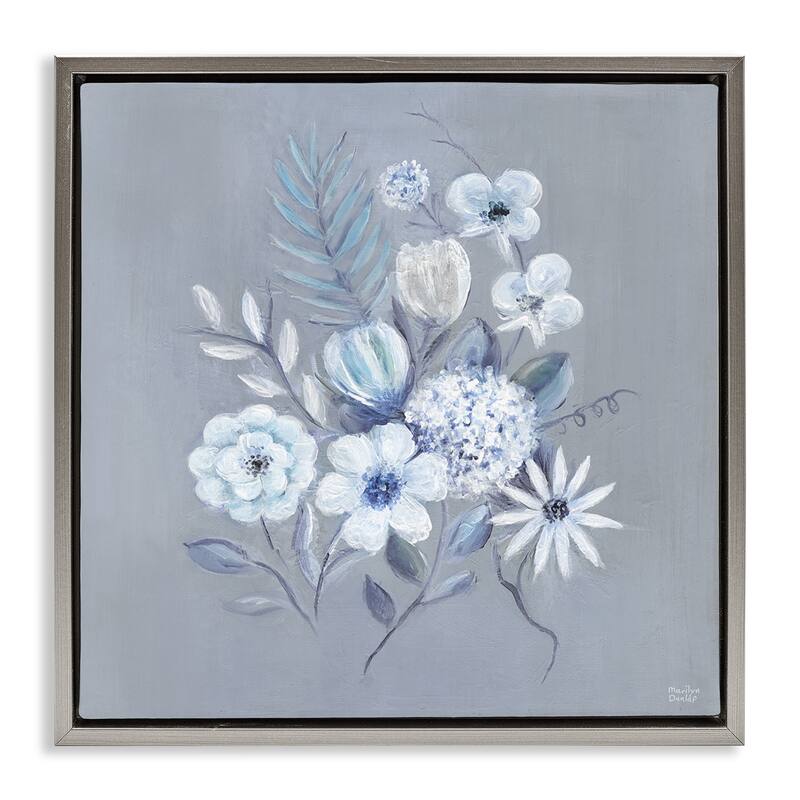 Stupell Mixed Flower Bundle Framed Floater Canvas Wall Art Design By Marilyn Dunlap - 18 x 18 - Grey