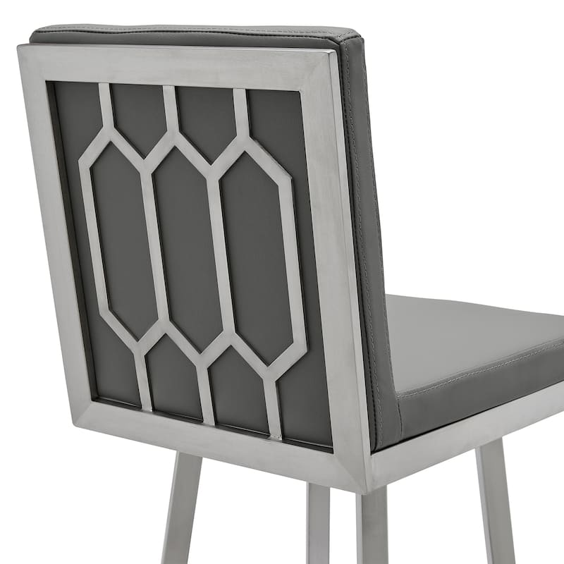 Rochester Faux Leather and Metal Swivel Bar or Counter Stool
