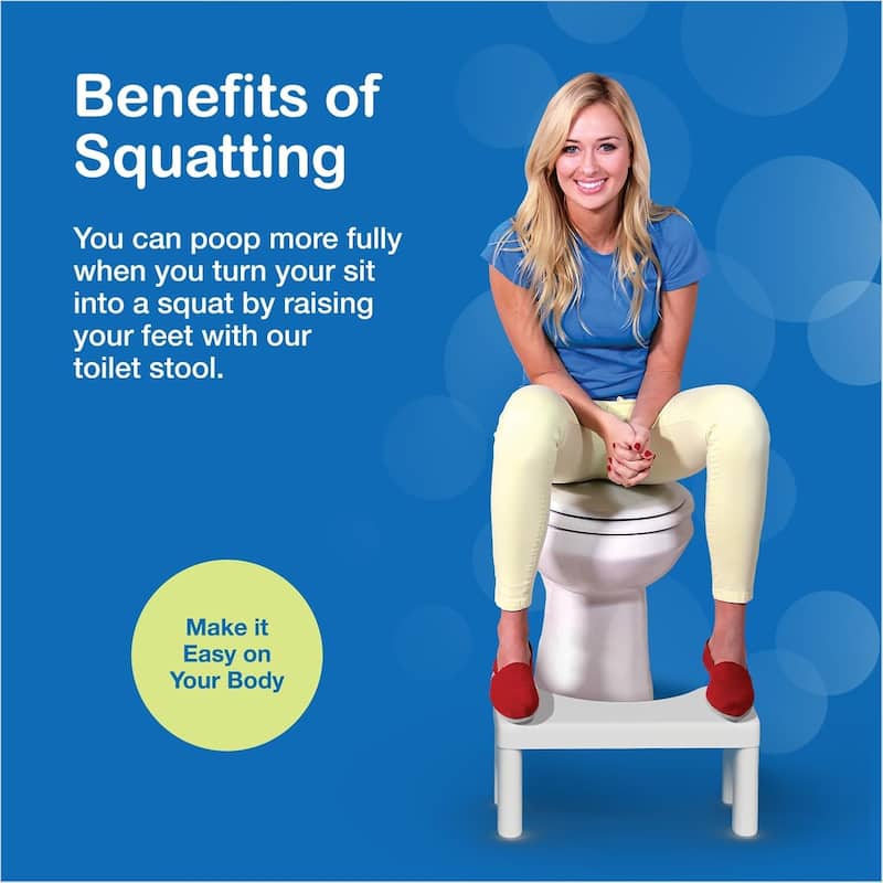 Step and Go Toilet Stool for Bathroom, Potty Poop Squat Stool 7" - White