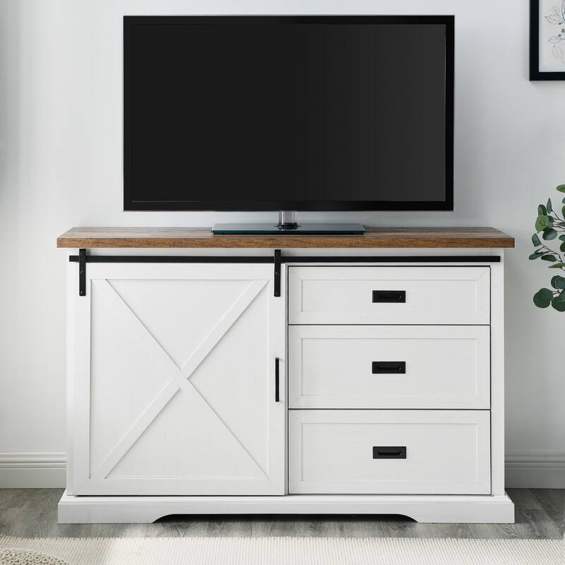 Middlebrook 56-Inch Sliding X Barn Door Sideboard - Rustic Oak
