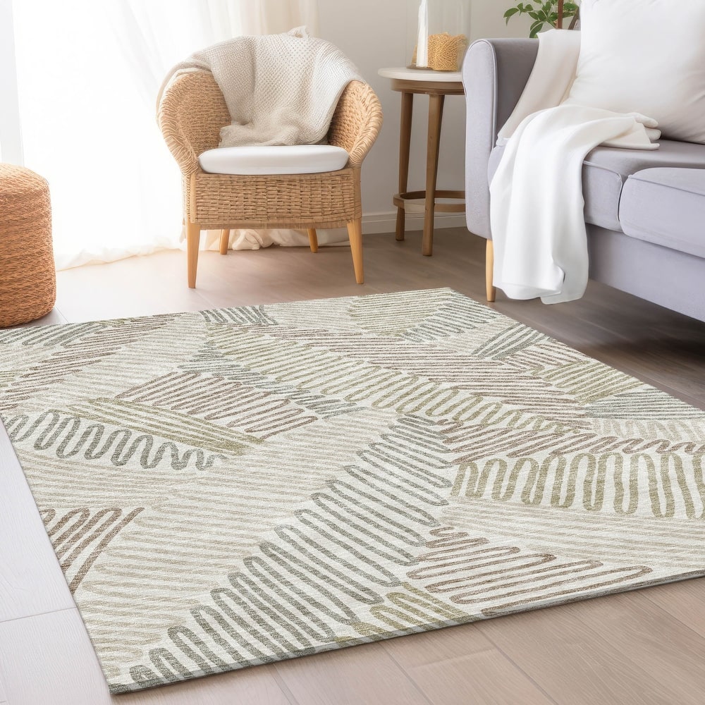 Premium Washable Super Soft Contemporary Leaf Mayfield Rug
