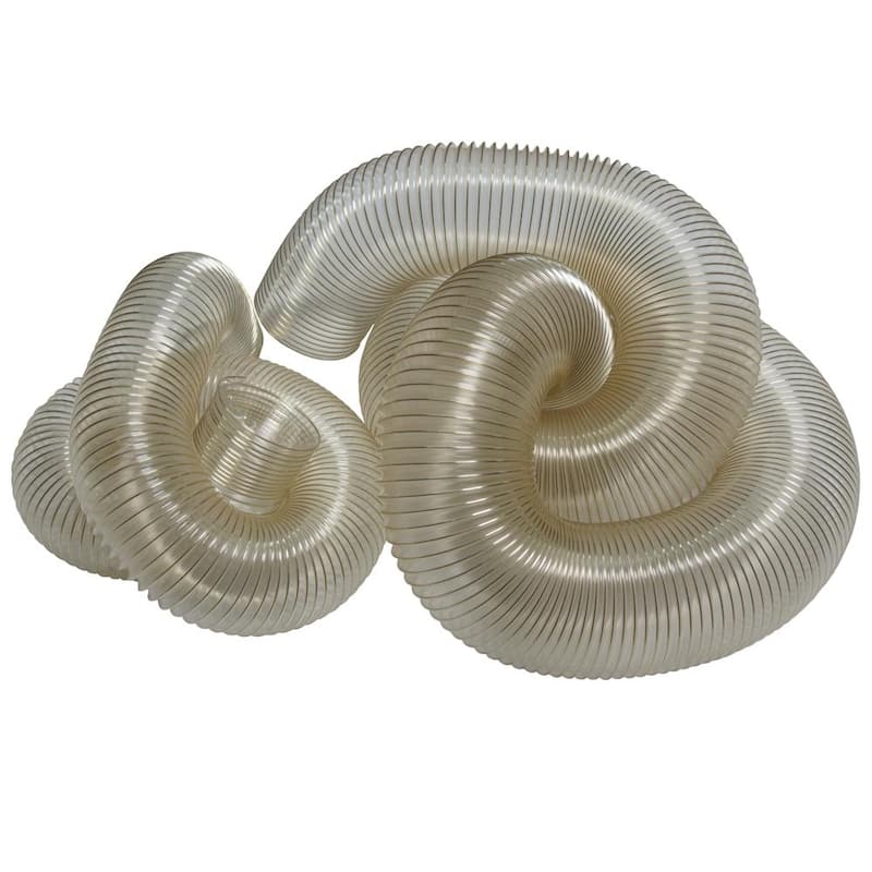 Rubber-Cal "PVC Flexduct" (Light Duty) Clear - Vent Hose - 1.25" ID x 12.5ft Length Hose (Fully Stretched) - 1.25" ID x 12.5'