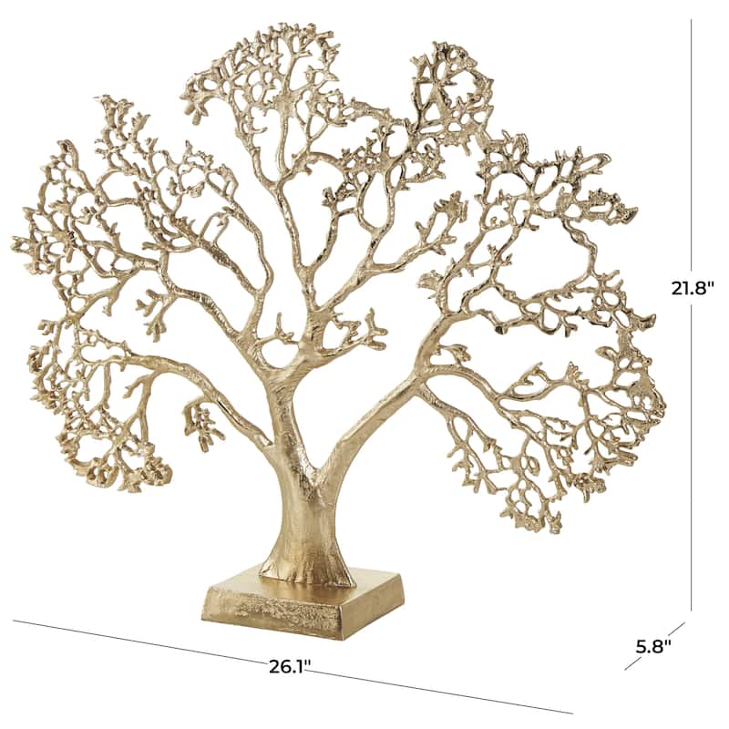 Aluminum Metal Tree Decorative Sculpture - Gold or Black - Roche River Decor