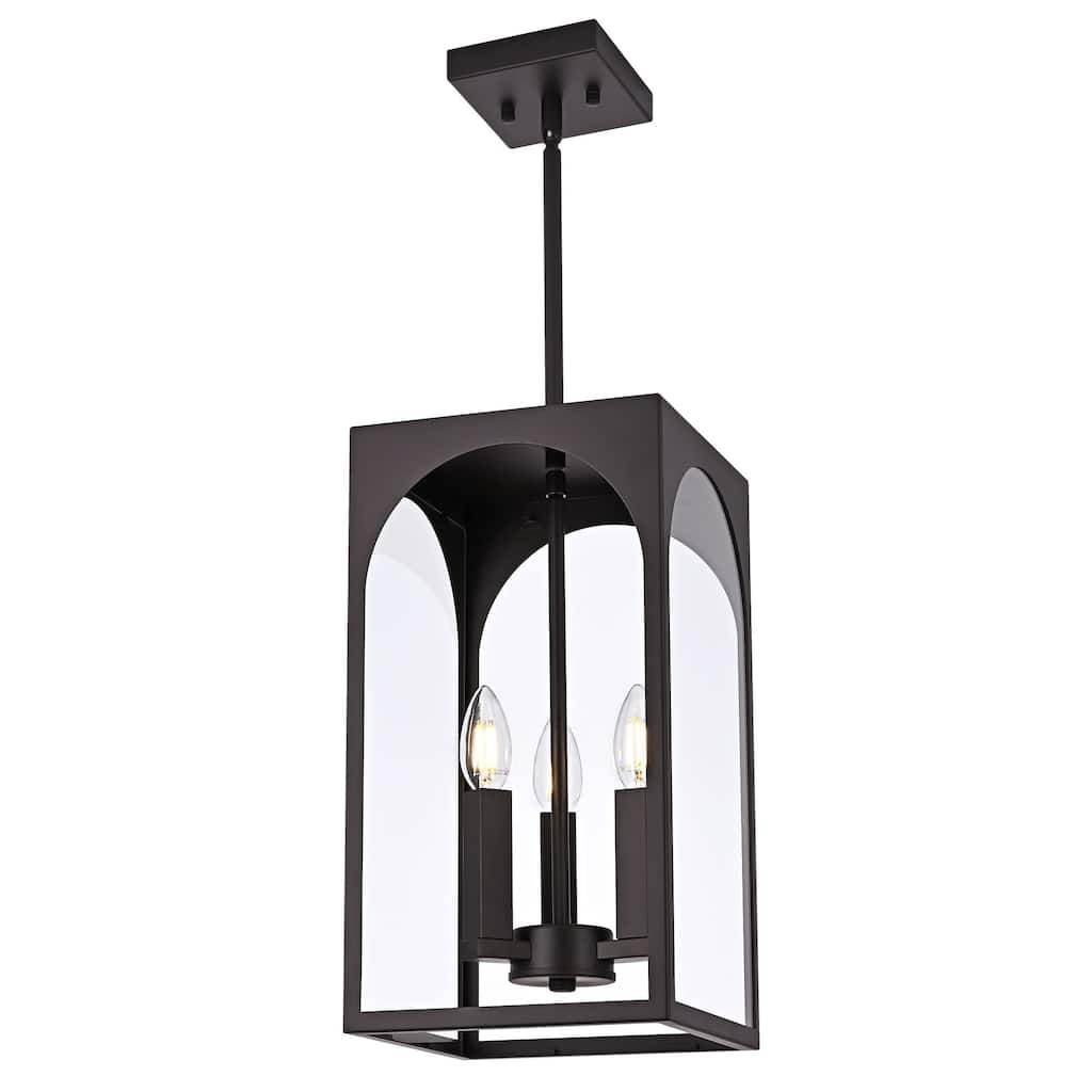 3-Light Large Outdoor Pendant Light Fixtures, Exterior Hanging Lantern Porch Light Adjustable, Hanging Lamp