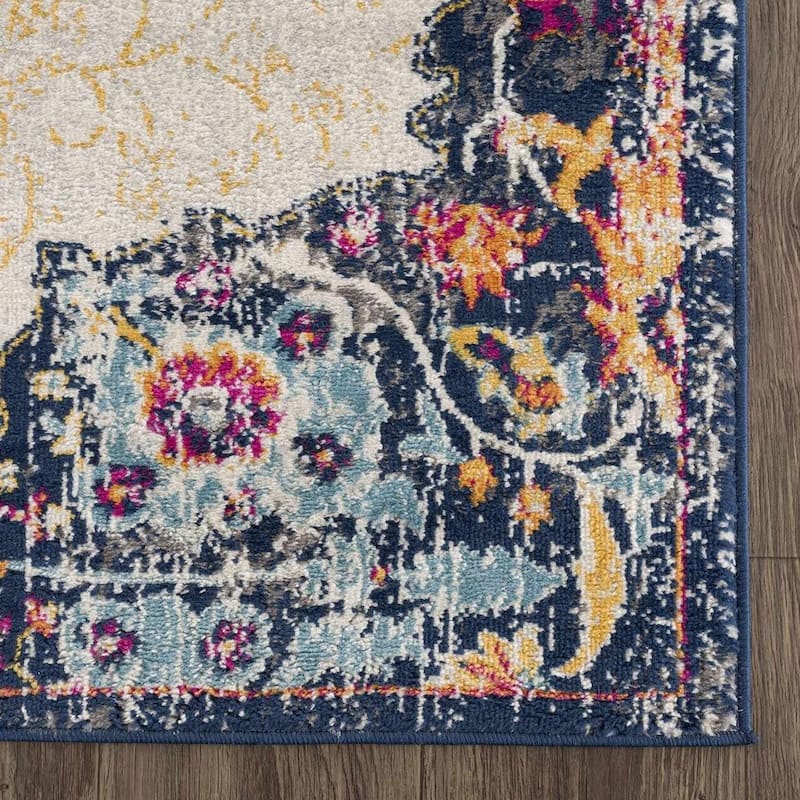 Tigris Pasha Oriental Medallion Bohemian Vintage Distressed Area Rug