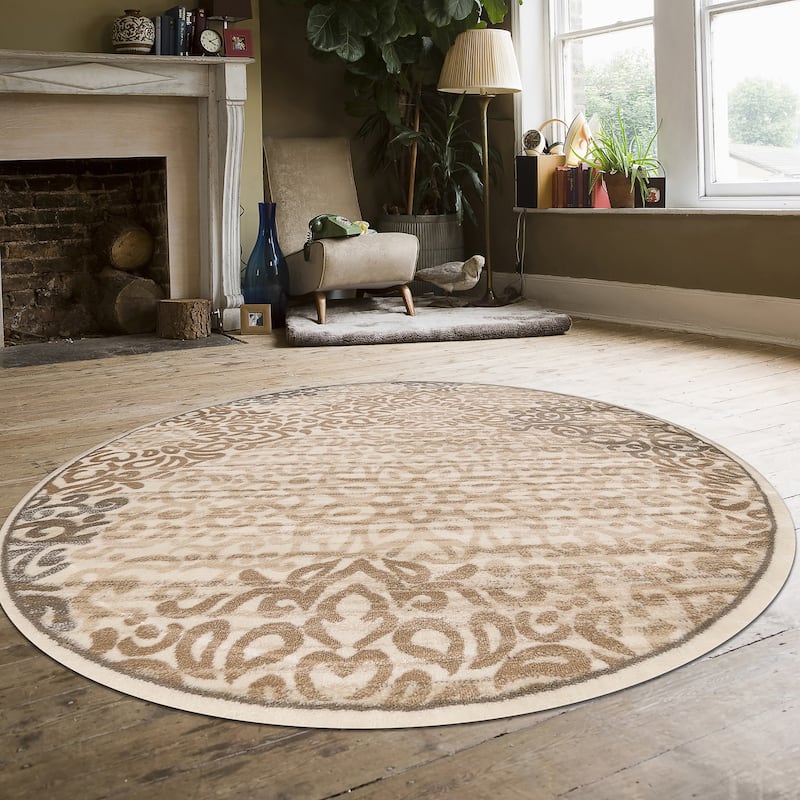 Admire Home Living Plaza Modern Abstract Damask Pattern Area Rug