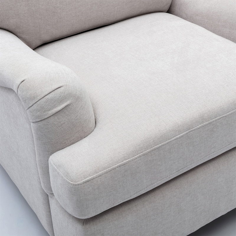 Rolled Arm Chairs Soft Accent Chair with Wood Legs for Living Room