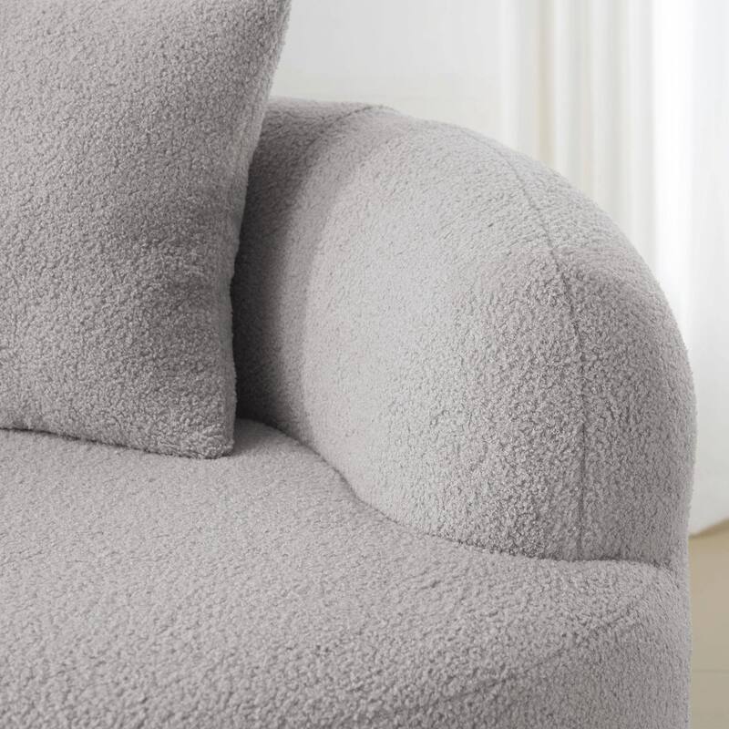 Curved Loveseat Sofa with Round Armrests - Compression Couch with 2 Pillows