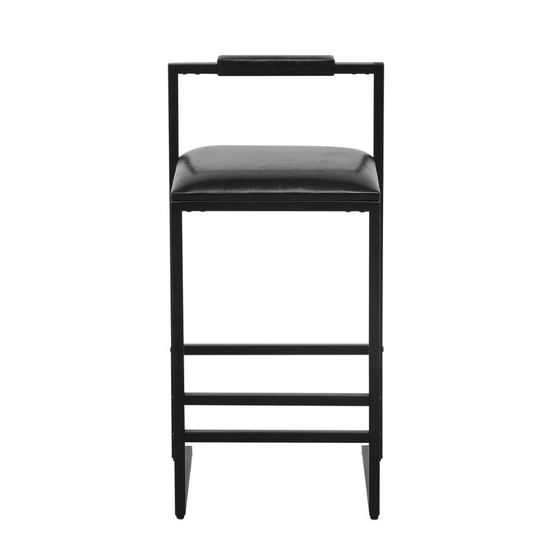 Bar Stool,Counter Height PU Leather Upholstered Bar Chairs with Backrest,Set of 2