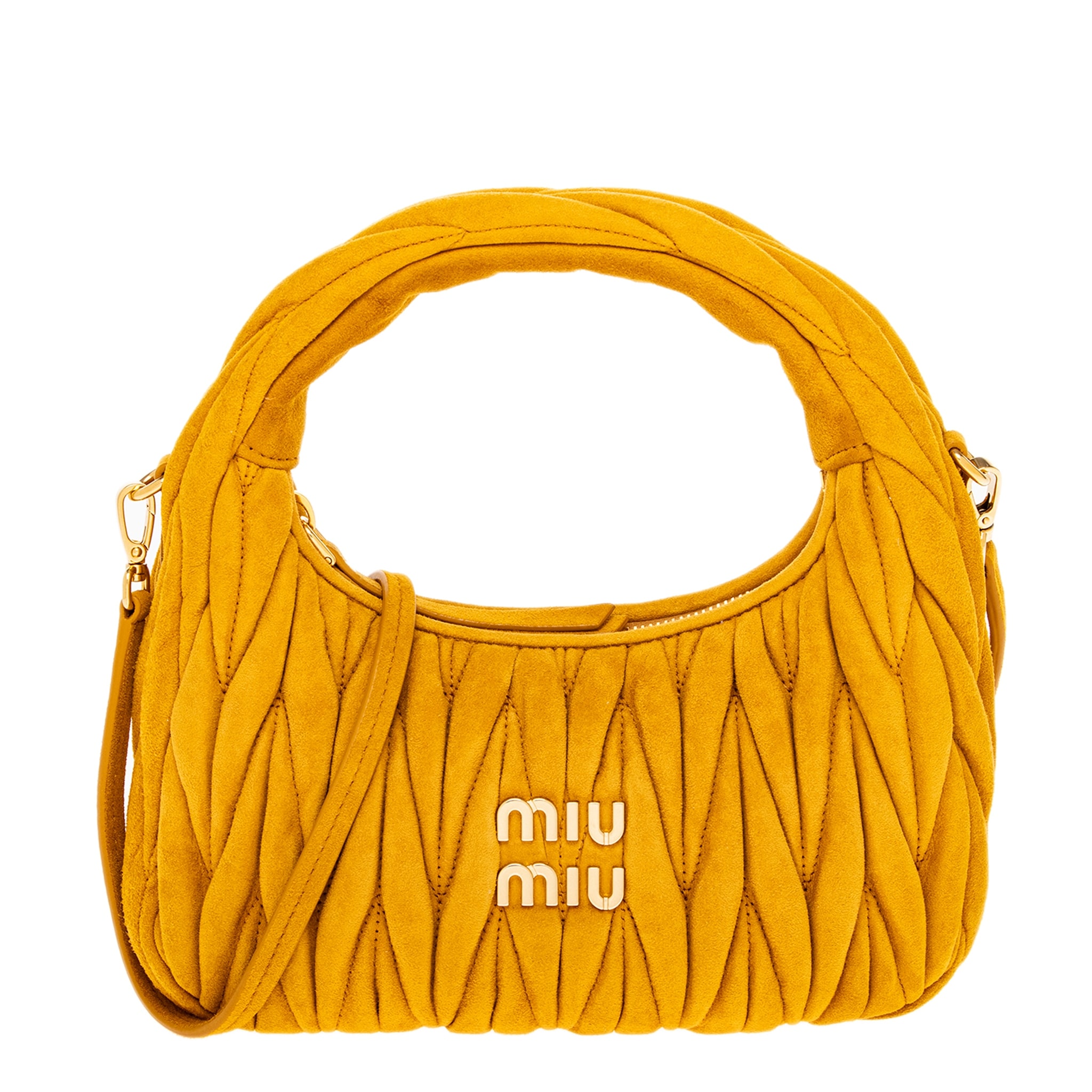 Miu Miu Small Wander Matelassé Suede Hobo Bag