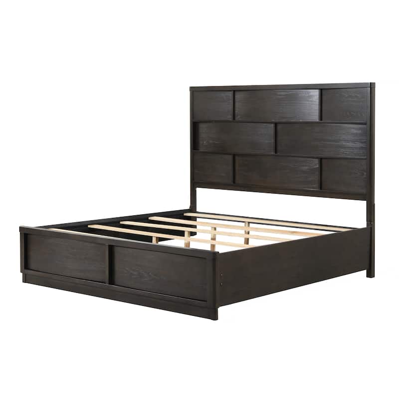 Roundhill Furniture Belani Wood Panel Bed, Espresso