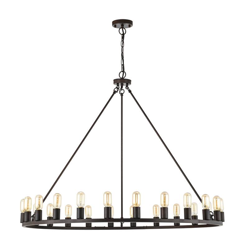 Rustic Iron 48-inch Wagon Wheel 24-light Chandelier