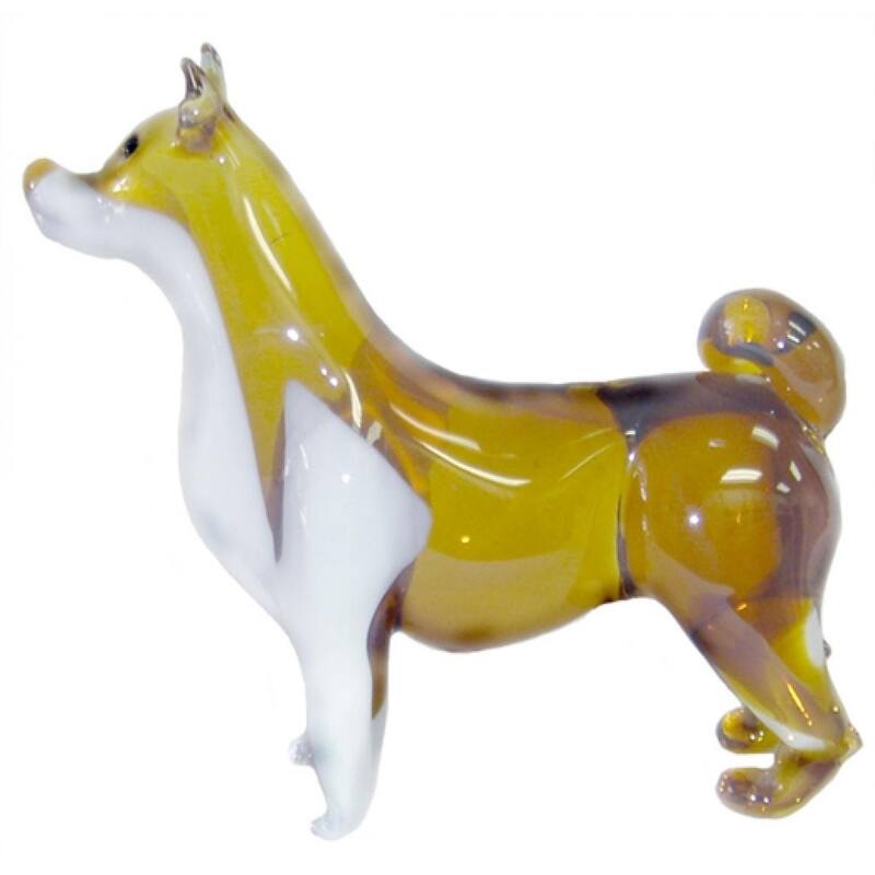 Standing At Attention White And Gold Glass Dog Figurine