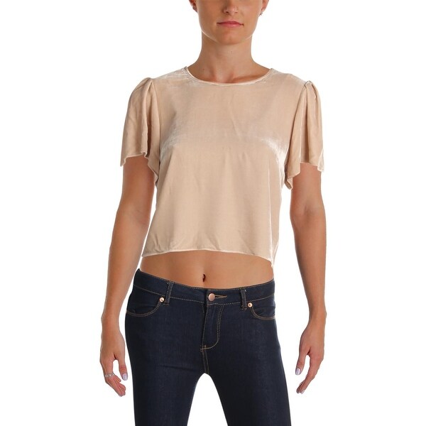 LoveShackFancy Womens Tallulah Crop Top Velvet Puff Sleeve